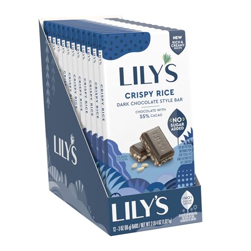 LILY'S Almond Dark Chocolate Style No Sugar Added, Sweets Bars, 3 oz (12 Count)