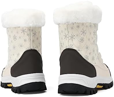 COOJOY Womens Waterproof Winter Snow Boots Warm Shoes Furry Mid Calf Lightweight Walking Hiking Booties