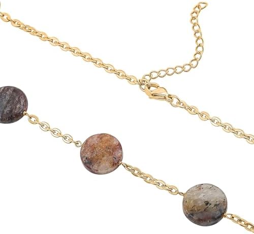 Beaded Necklace 24-26 Inches in ION Plated Gold Stainless Steel