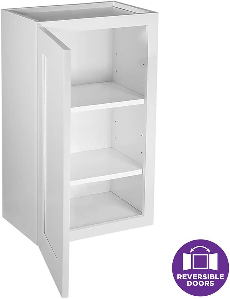 Design House Brookings Kitchen Wall Cabinet, 12", White | Adjustable Shelves, Adjustable Hinges, Wall Mount, Contemporary/Modern, Wood, Kitchen, 561530