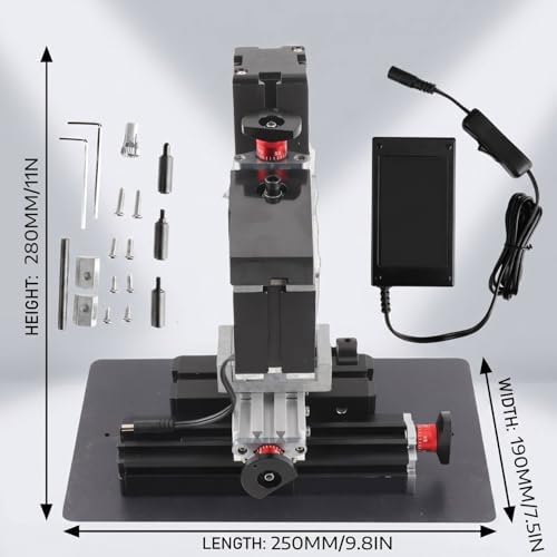 60W Mini Milling Machine, 12000RPM DIY Soft Metal Processing Woodworking Lathe, Multifunction Worktable Power Miller, 12VDC, 310x190x280mm