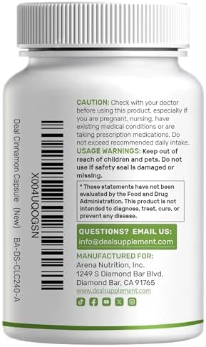 Ceylon Cinnamon with Chromium 1000mcg, 240 Capsules | Active Inner Bark Extract, True Sri Lanka Source | Natural Cinnamon Supplements
