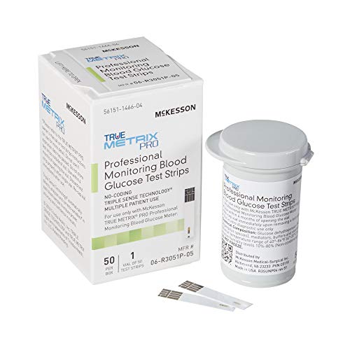 McKesson 06-R3051P-05 True Metrix Pro Professional Monitoring Blood Glucose Test Strip, Box of 50