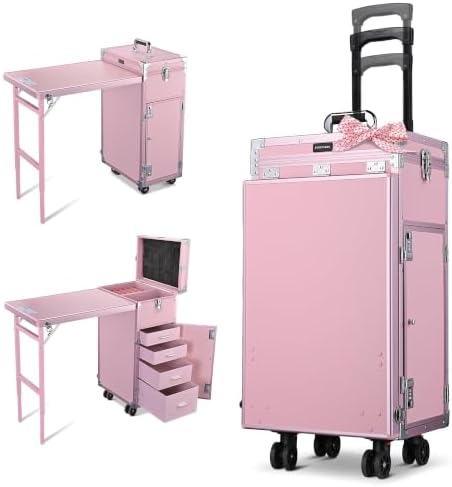 BYOOTIQUE Portable Nail Desk with 4 Storage Drawer Rolling Manicure Table