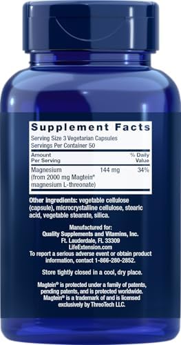 Life Extension Neuro-Mag Magnesium L-Threonate, 150 Veg Caps (Pack of 2)