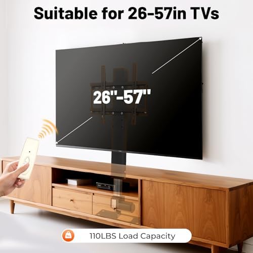 Motorized TV Lift, 110V Automatic Lift TV Bracket Height Adjustable TVs Stand with Remote Control for 26"-57" Television Size