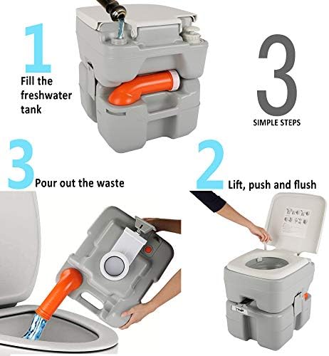 VINGLI Upgraded Portable Sink and Toilet Combo| Self-contained 5 Gal Hand Washing Station & 5.3 Gal Flushing Toilet