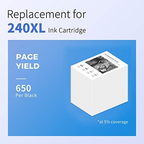 240XL Black Ink Cartridge Replacement for Canon 240xl 240 PG-240 XL PG240XL for Canon MG3620 Ink Cartridges PIXMA MG3600 MG3520 MG3222 TS5120 TS5100