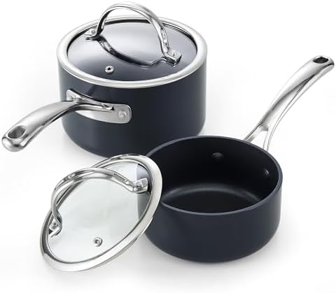 Cooks Standard Classic 2 Quart Hard Anodized Nonstick Saucepan with Glass Lid