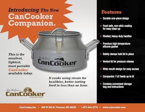 CanCooker Junior Convection Steam Cooker | 2 Gallon | Feeds Up to 10 People | Includes Lid Travel Bag & Recipe Book | Non Stick Coating