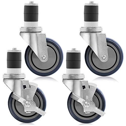 GRIDMANN 4 inch Caster Wheel Set for Commercial Kitchen Prep Tables, 2 Wheels with Brakes, 2 Without Brakes