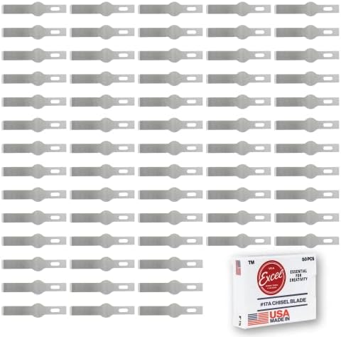 Excel Blades #17 50-Pack Chisel Craft Knife Blades, Carbon Steel, USA Made