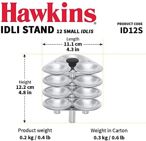 Hawkins Idli Stand for Pressure Cooker, 5-Liter, Small, Metallic