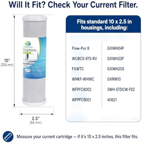 CFS 10"x2.5" CTO Water Filters Compatible for CB3, GE FXUVC, FXULC | Compatible with CB3, GE FXUVC, FXULC
