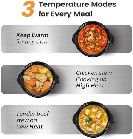 KOOC Small Slow Cooker, 2-Quart, Free Liners Included for Easy Clean-up, Upgraded Ceramic pot, Adjustable Temp, Nutrient Loss Reduction