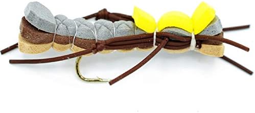 The Fly Fishing Place Trout Fly Assortment - Foam Body High Visibility Grasshopper Dry Fly Collection - 1 Dozen Flies - Hook Size 10 - Fly Fishing
