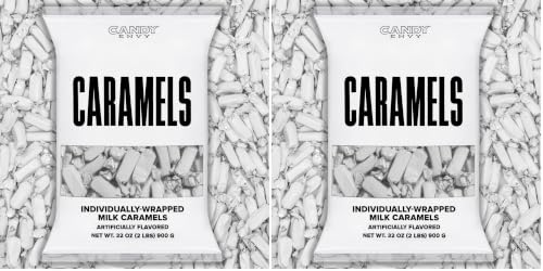 Candy Envy - Individually Wrapped Caramels - White Wrapper - 2 Pound Bulk White Candy