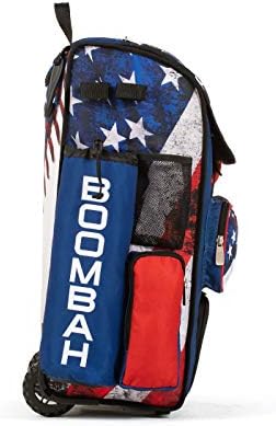 Boombah Rolling Superpack 2.0 Baseball/Softball Gear Bag - 23-1/2" x 13-1/2" x 9-1/2" - USA Baseball Royal/Red/White - Telescopic Handle - Holds 4