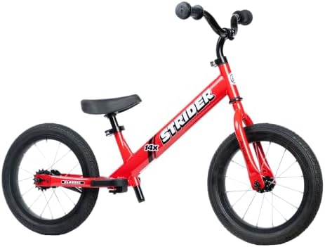 Strider 14x Classic, Awesome Blue - Balance Bike for Kids 3 to 6 Years -Includes Kid Sized Grips, Padded Seat, Performance Footrest, All-Purpose Tires Easy Assembly, Tool-Free Adjustments | No Pedals, Balance Bike with Adjustable Seat and Handlebars, Lig…