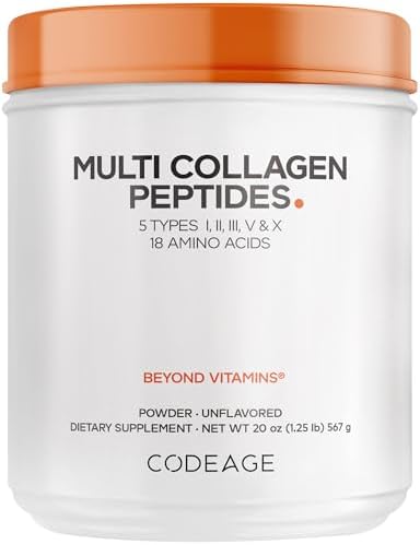 Codeage Multi Collagen Protein Powder Peptides, 5 Types, Unflavored, 20 Oz | NSF Certified - Five collagen types (I, II, III, V