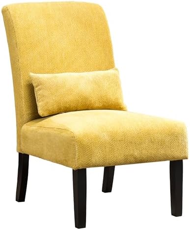 Roundhill Furniture Pisano Teal Blue Fabric Armless Contemporary Accent Chair with Kidney Pillow