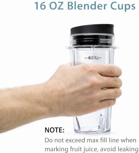 16oz Blender Cup Set Compatible with Ninja Replacement Parts