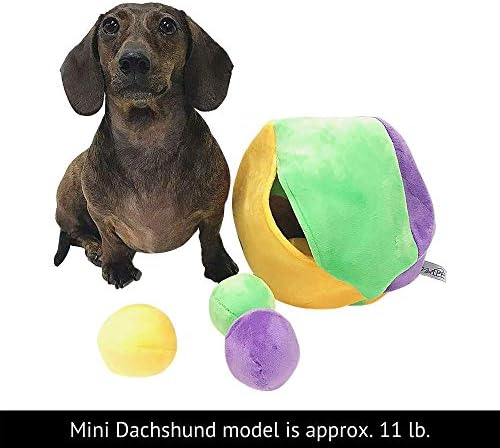 Midlee Hide a Ball Puzzle Dog Toy with 10 Plush Squeaker Balls (Small) | Interactive, Boredom Buster, Play Pet Squeaky