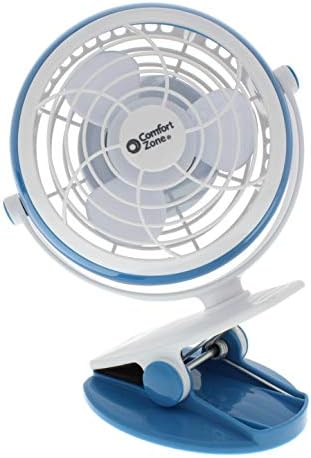 Comfort Zone Dual Base Combo Clip or Desk Fan, USB or Battery Powered, 4 inch, Single Speed Setting, Adjustable Tilt, Lightweight, Ideal for Home