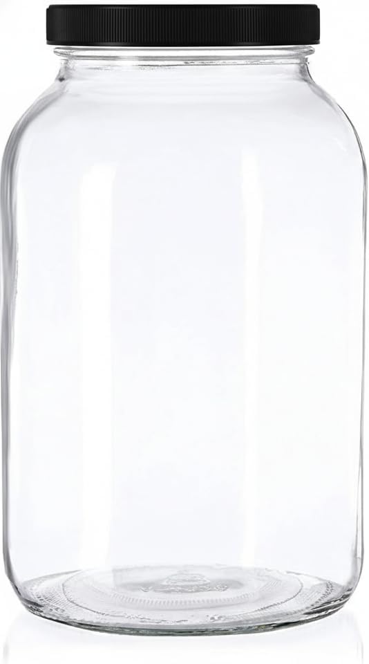 1 Gallon Glass Mason Jars – Extra Large Wide Mouth Jars with Airtight Lids – Perfect for Sourdough Starter, Fermenting, Pickling, and Storage – Made in the USA – Pack of 2