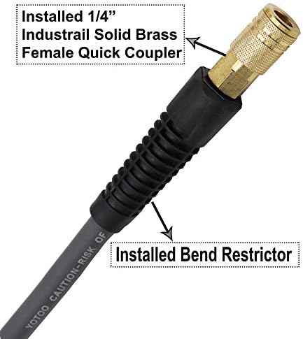 YOTOO Hybrid Air Hose 3/8-Inch by 50-Feet 300 PSI Heavy Duty, Lightweight, Kink Resistant