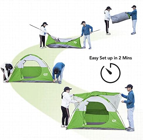 CAMPROS CP 3 Person Tent, Waterproof Dome Tents for Camping with Rainfly