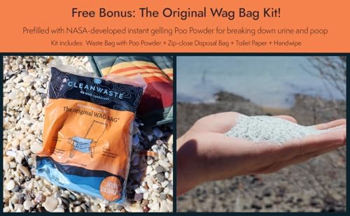 Cleanwaste GO Anywhere Portable Folding Toilet - Plus Bonus Original Wag Bag Kit