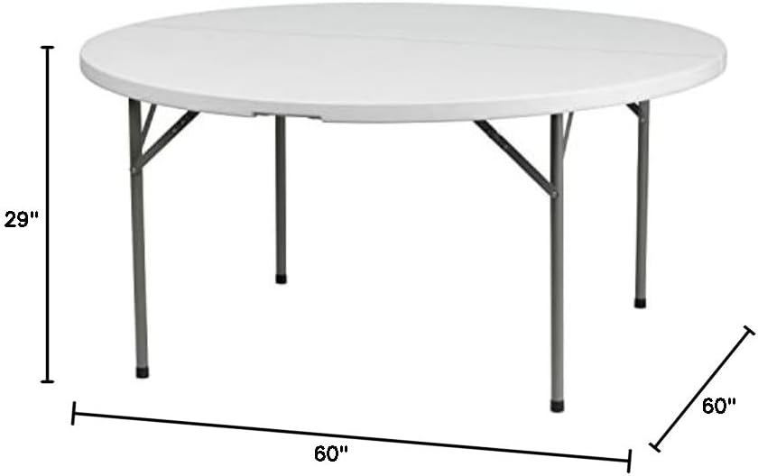 Flash Furniture Elon 5' Round All-Occasion Plastic Folding Event Table, Foldable Portable Banquet Table for Indoor/Outdoor Events, White | Lightweight, Easy Storage, Commercial Grade