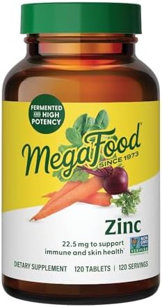 MegaFood Zinc Bisglycinate, High Absorption, Immune Support, 120 Tablets