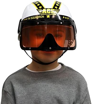 Aeromax Jr. Armed Forces Pilot Helmet with Tinted, Movable Visor White, Fits Ages 3-12