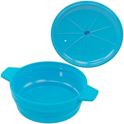 Bakerpan Collapsible Silicone Microwave Vegetable Steamer with Lid - 64 oz Silicone Steamer Pot for Cooking, Steaming & Reheating Food - BPA-Free, Dishwasher Safe