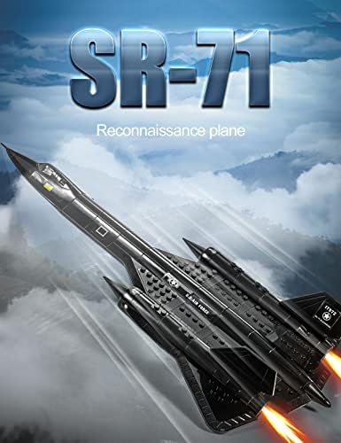 SEMKY Military Series SR-71 Reconnaissance Aircraft Jet Blackbird Air Force Building Block Set (183 Pieces) -Building and Military Toys Gifts for