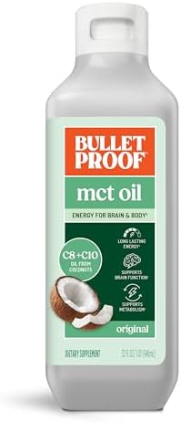 Bulletproof C8 & C10 MCT Oil, 100% Pure Coconut Oil, Unflavored, 16 oz | Triple-Distilled for Sustained Keto Energy, No Additives or Fillers, Non-GMO