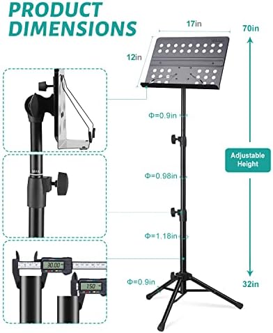 Vekkia Metal Professional Portable Perforated Sheet Music Stand