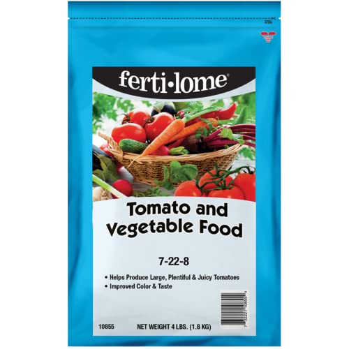Fertilome (10855) Tomato & Vegetable Food 7-22-8, 4 lbs | 7-22-8 high-phosphorus granules - Bigger harvests, better flavor for tomatoes & vegetables - Veggie gardeners