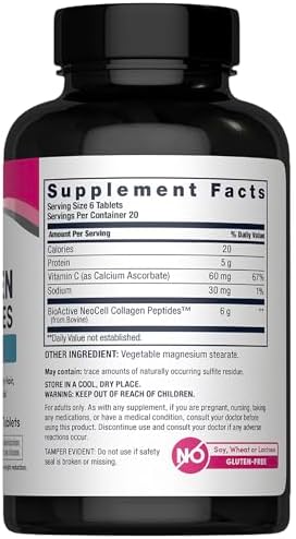 NeoCell Super Collagen with Vitamin C, 120ct Collagen Pills, Non-GMO, Grass Fed, Paleo Friendly, Gluten Free, Collagen Peptides Types 1 & 3 for Hair