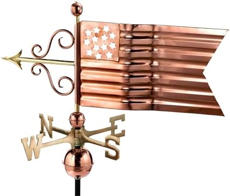 Good Directions 667P American Flag Weathervane, Polished Copper