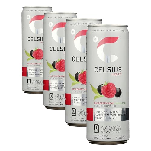 CELSIUS Sparkling Peach Vibe, Functional Essential Energy Drink 12 Fl Oz (Pack of 4)