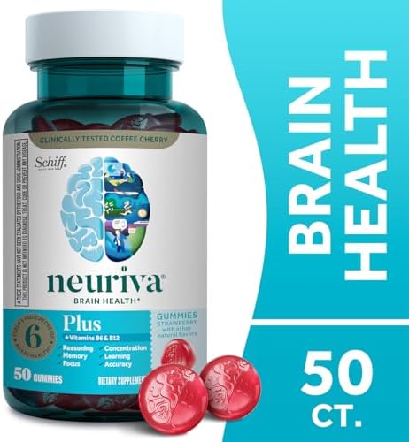 NEURIVA Plus Brain Supplements for Memory and Focus, Clinically Tested Nootropics Neurofactor and Phosphatidylserine with Vitamin B12, Vitamin B6