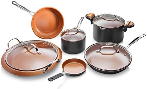 Gotham Steel Cookware Set, 10 Piece, Brown