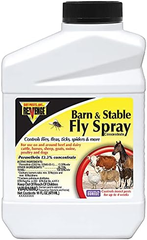 Bonide (BND46177) - Revenge Barn & Stable Fly Spray, Indoor & Outdoor Insecticide/Pesticide Fly Killer Concentrate (16 oz.)