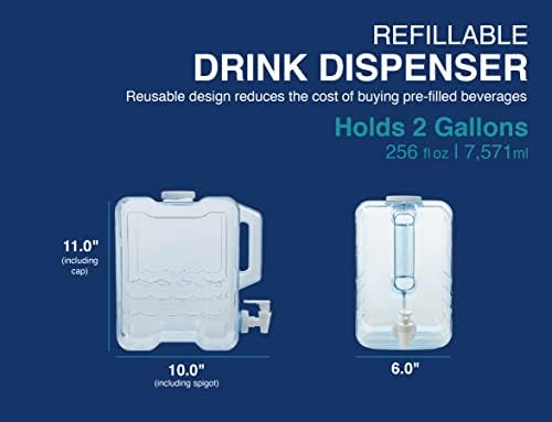 Arrow Home Products 2 Gallon Drink Dispenser for Fridge - Plastic Beverage Dispenser with Spigot for Easy Dispensing - BPA Free Plastic - Convenient