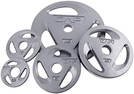 Cap Barbell 2-Inch Olympic Grip Weight Plates, Single, Gray, Various Sizes
