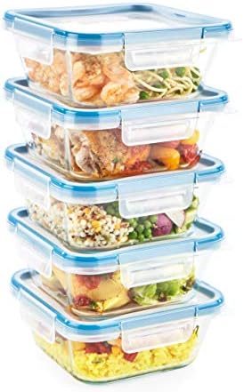 Snapware Glass Total Solutions (12-Pack) Food Storage Containers Set | Airtight & leakproof plastic locking BPA-free lids, freezer, dishwasher, microwave safe