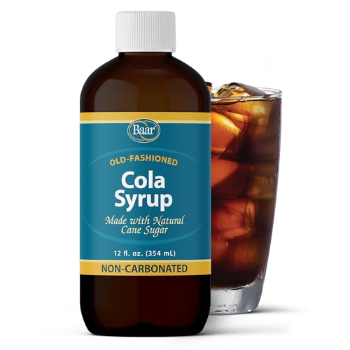 Baar Caffeine-Free Cola Syrup with Pure Cane Sugar, 12 oz | Non-Carbonated Cola Syrup, No High Fructose Corn Syrup, Made with Pure Cane Sugar for Mixing Drinks and Recipes